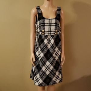 Juicy Couture Black and White Plaid Midi Dress